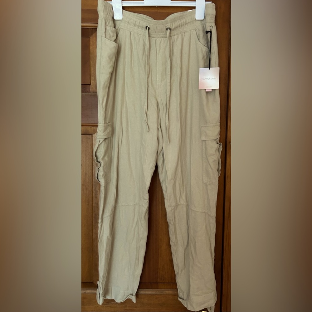 NWT Happily Grey Women’s Convertible Linen-Blend XL Cargo Pants